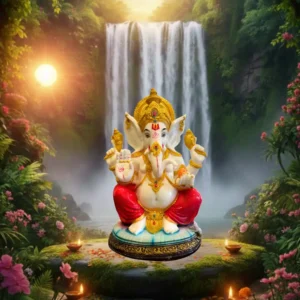 Marble Dust 16 Inch Multicolor Lord Ganesha Idol | Premium Handcrafted Murti for Home & Temple (Multicolour)