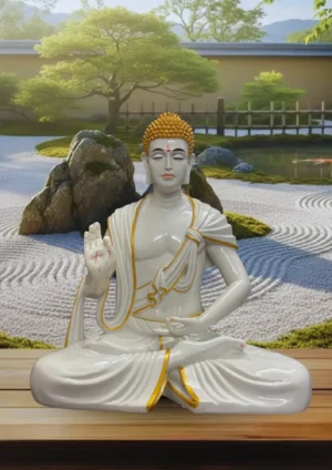 Marble Dust 24-inch Buddha Statue | Meditating Buddha Idol for Home, Garden & Office Décor