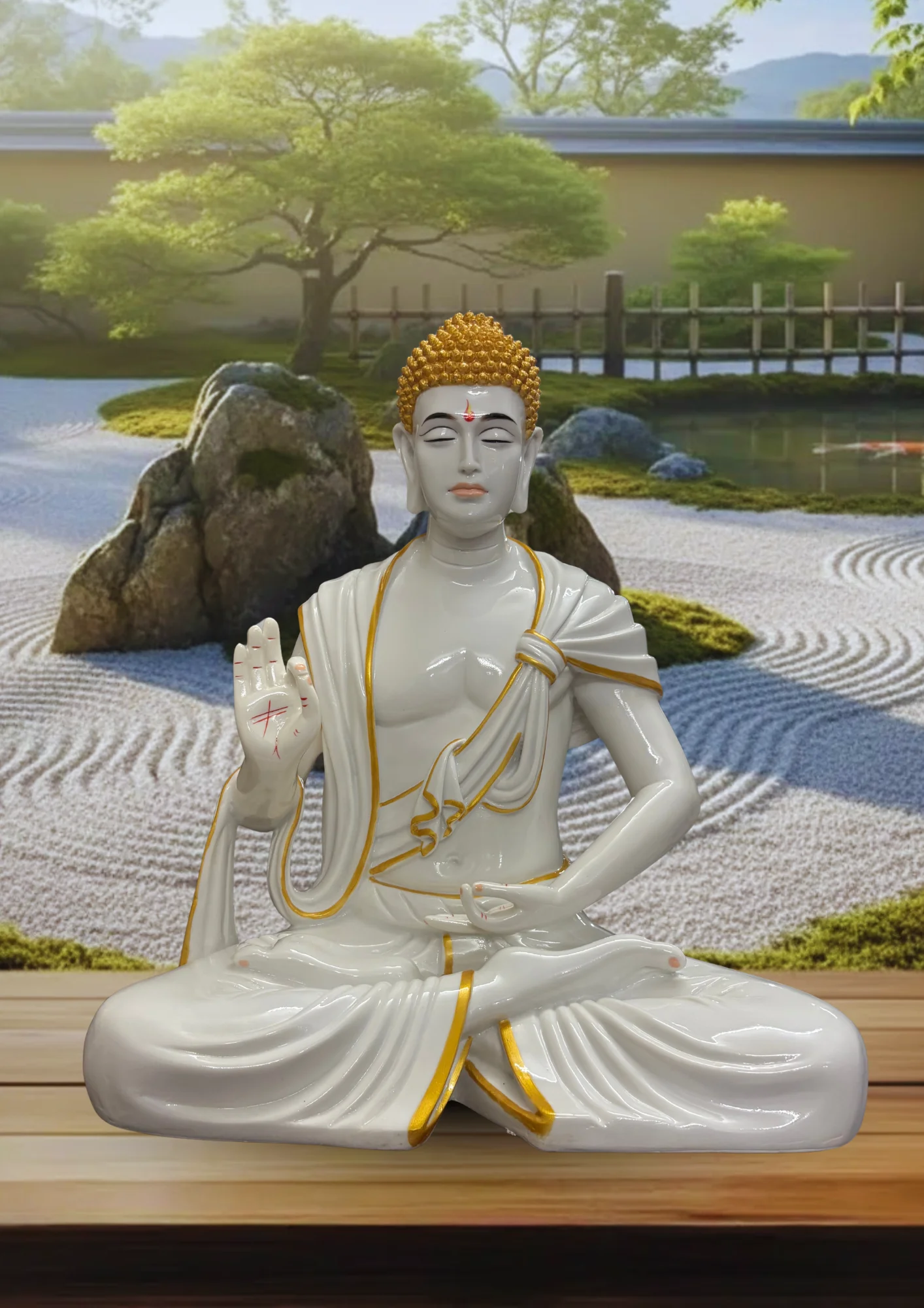 Marble Dust 24-inch Buddha Statue | Meditating Buddha Idol for Home, Garden & Office Décor