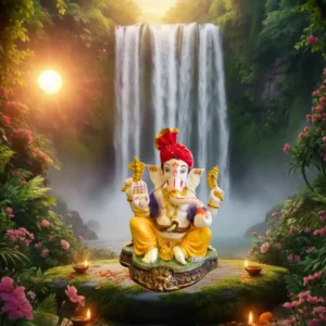 Marble Dust 9 Inch Lord Ganesha Idol | Handcrafted Decorative Statue for Home & Office (Multicolour)