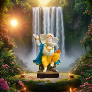 Marble Dust 9-inch Dancing Lord Ganesha | Handcrafted  Decorative for Home & Office (Multicolour)