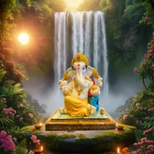 Marble Dust Handcrafted 16.5 Inch Lord Ganesha Idol | Multicolor Decorative Murti for Home & Temple (Multicolour)