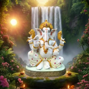 Marble Dust Premium 22 Inch Lord Ganesha Idol | Handcrafted Decorative Statue for Home & Office (Multicolour)