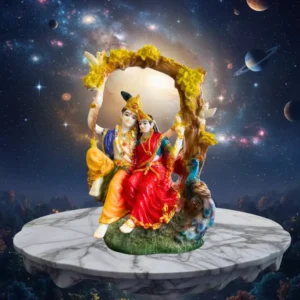 Marble Dust 10-Inch Divine Radha Krishna Statue | Marble Dust Seated Idol for Home Temples