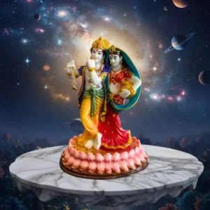 Marble Dust 12-Inch Divine Radha Krishna Figurine | Musical Pose for Home & Spiritual Spaces