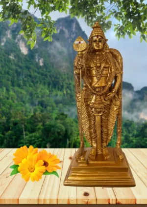 Marble Dust 13-inch Lord Murugan Idol | Premium Statue for Home Temple and Décor