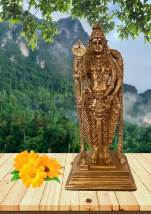 Marble Dust 13 Inch Murugan Ji Idol | Handcrafted Marble Dust Statue for Home Temple, Office & Gifting