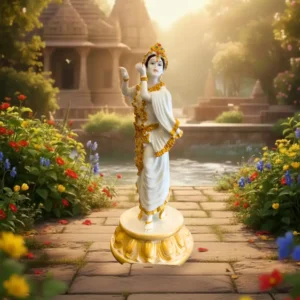 Marble Dust 18 Inch Lord Krishna Idol with Flute | Handcrafted Spiritual Statue for Home Temple & Décor
