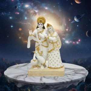 Marble Dust 24-inch Handcrafted Radha Krishna Figurine | Spiritual Idol for Pooja Room & Home Décor