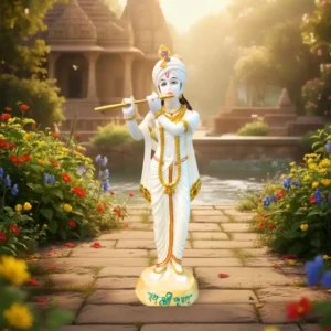 Marble Dust 30 Inch Krishna Ji Idol with Flute | Handcrafted Large Spiritual Statue for Home Mandir