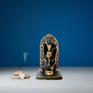 Marble Dust 4 Inch Lord Ram Idol | Black & Gold Statue for Home