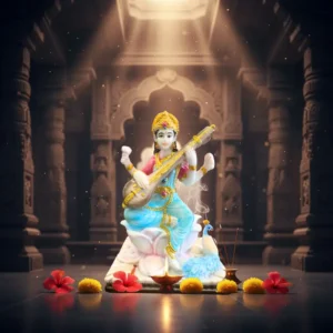 Marble Dust 6 Inch Saraswati Idol | Goddess with Veena for Home & Temple