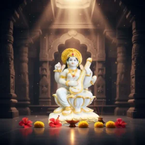 Marble Dust 7 Inch Goddess Saraswati Idol | Seated on Lotus with Veena