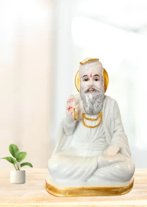 Marble Dust 7-inch Guru Nanak Ji Idol Sitting on Base | for Home Temple and Spiritual Décor