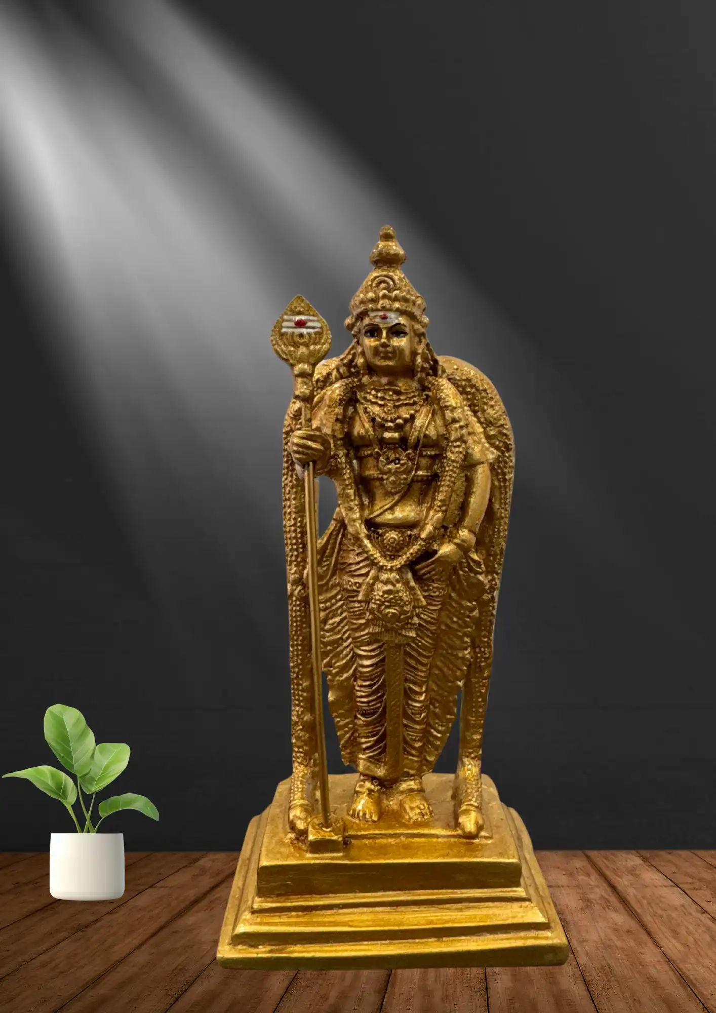 Marble Dust 7 Inch Murugan Ji Idol | Handcrafted Marble Dust Statue for Home Temple & Spiritual Décor - Image 3