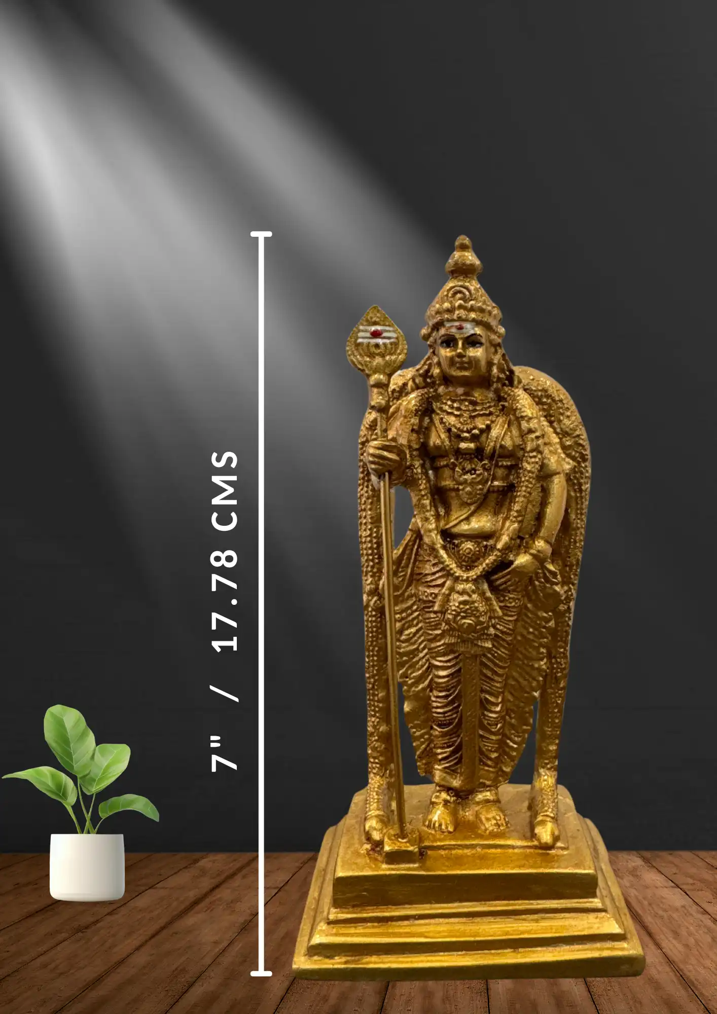 Marble Dust 7 Inch Murugan Ji Idol | Handcrafted Marble Dust Statue for Home Temple & Spiritual Décor - Image 2