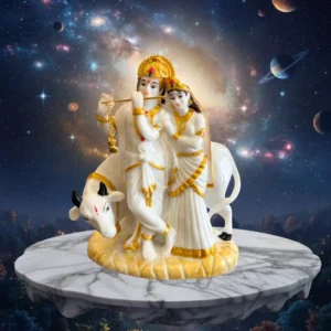 Marble Dust 8 Inch Radha Krishna Statue | Premium Handcrafted Marble Idol for Home & Office