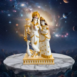 Marble Dust 8-Inch Handcrafted Radha Krishna Marble Dust Figurine | Spiritual Home Décor