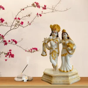 Marble Dust 9-inch Radha Krishna Idol | Premium Decorative Statue for Home Temple & Gift