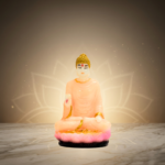 Peach & Gold Buddha 3 Inch Meditating Idol Decorative Showpiece