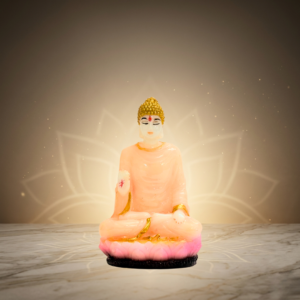 Peach & Gold Buddha 3 Inch Meditating Idol Decorative Showpiece