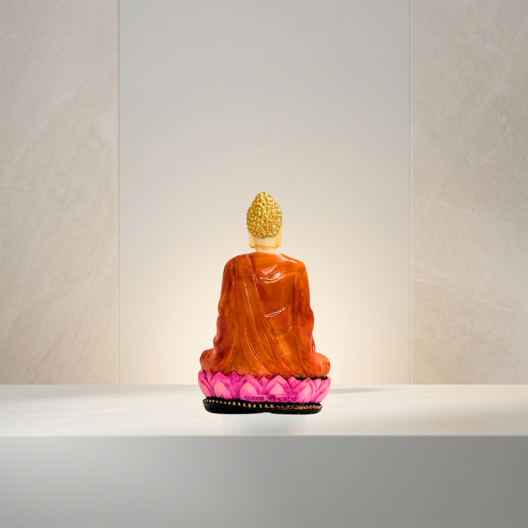 Brown & Pink Buddha 3 Inch Meditating Idol Decorative Showpiece - Image 4
