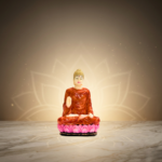 Brown & Pink Buddha 3 Inch Meditating Idol Decorative Showpiece