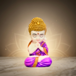 Purple & Gold Meditating Buddha Statue 8 Inch Home Decor