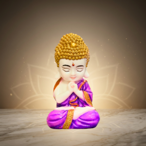 Purple & Gold Meditating Buddha Statue 8 Inch Home Decor