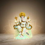 White Ganesh Marble Dust Idol 12 Inch Decorative Statue for Home
