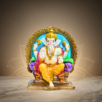 Multicolor Ganesh Marble Dust Idol 12 Inch Decorative Statue