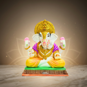 Ganesh Marble Dust Statue – Colorful 14 Inch Lord Ganesha Idol