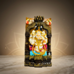 White & Gold Ganesh Marble Dust Idol for Home Decor 15 Inch