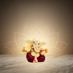 Cream & Maroon Ganesh Idol Mini Decorative Statue 2 Inch