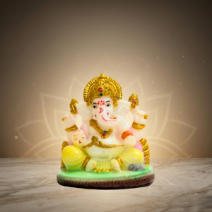 White & Gold Ganesh Idol 2.5 Inch Decorative Spiritual Statue