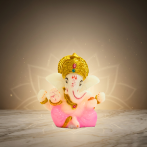 Pink & White Ganesh Idol 2.5 Inch Decorative Spiritual Statue