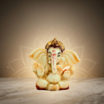 Cream Gold Ganesh Idol Decorative Mini Statue 2.5 Inch