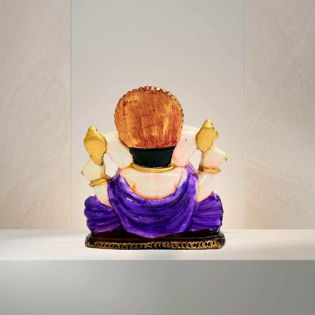 Multicolor Ganesh Idol 2.5 Inch Marble Dust Decorative Ganpati Murti - Image 4