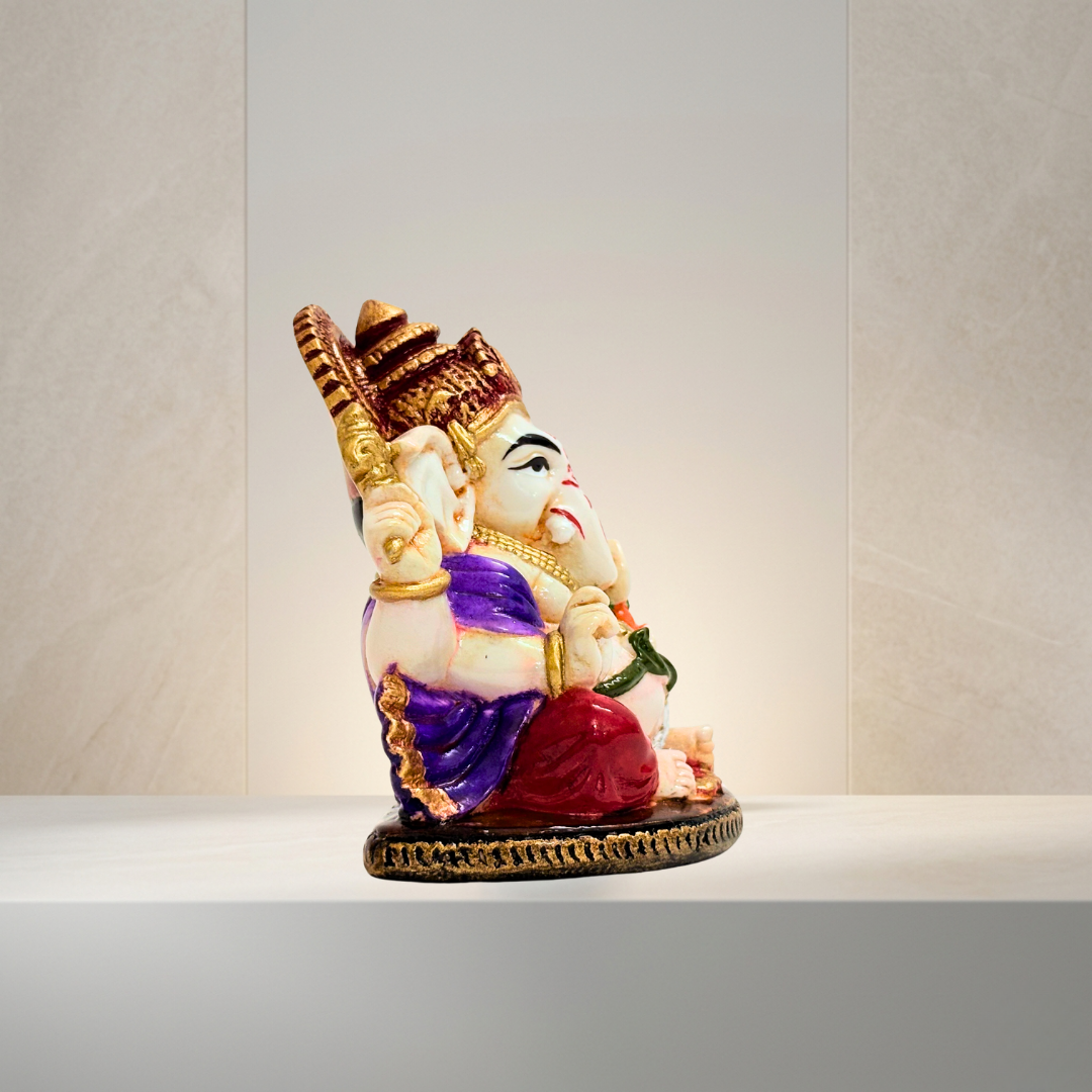 Multicolor Ganesh Idol 2.5 Inch Marble Dust Decorative Ganpati Murti - Image 3