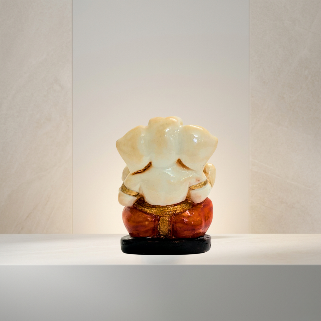 Cream & Brown Ganesh Idol 2.5 Inch Spiritual Decorative Statue - Image 4