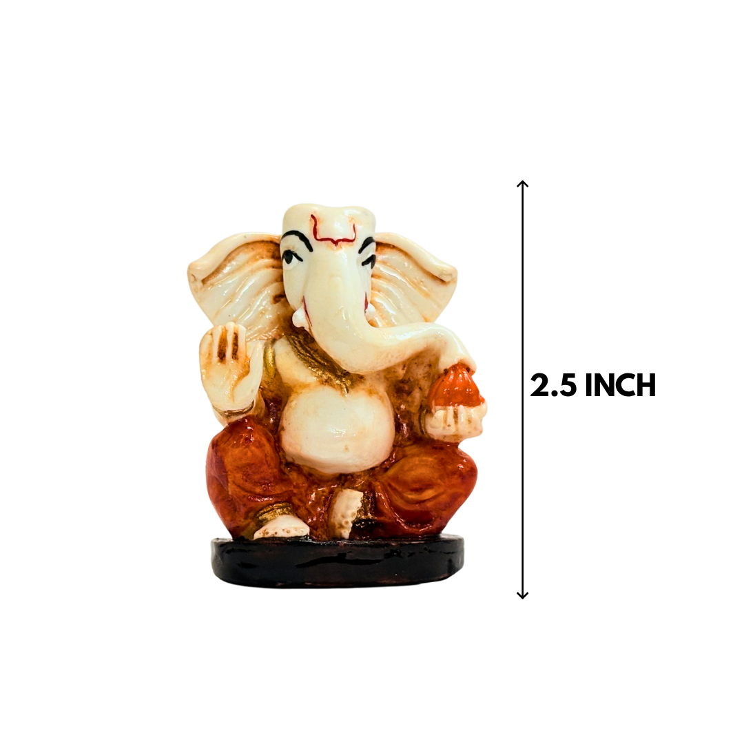 Cream & Brown Ganesh Idol 2.5 Inch Spiritual Decorative Statue - Image 2