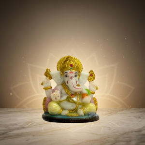 White & Gold Ganesh Idol 3.5 Inch Decorative Statue for Home
