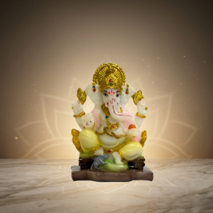 White & Gold Ganesh Idol 4 Inch Decorative Spiritual Statue