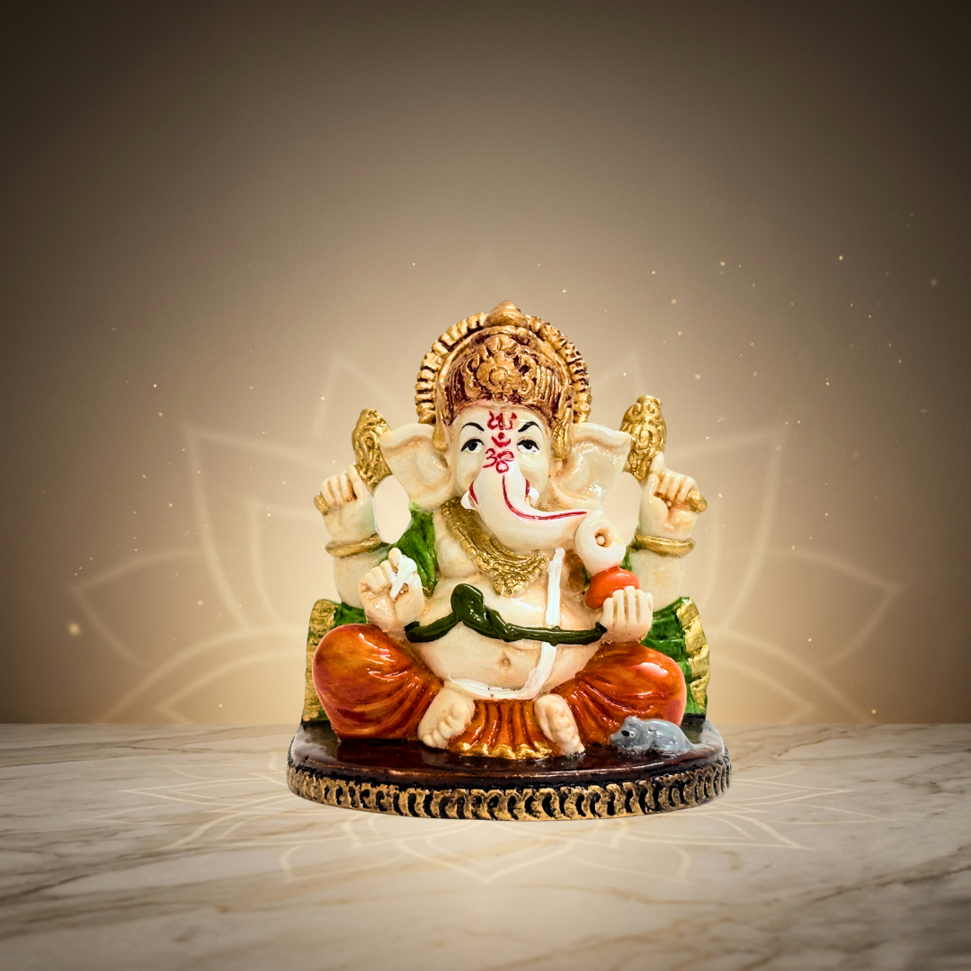 Multicolor Ganesh Idol 4 Inch Decorative Spiritual Statue for Home