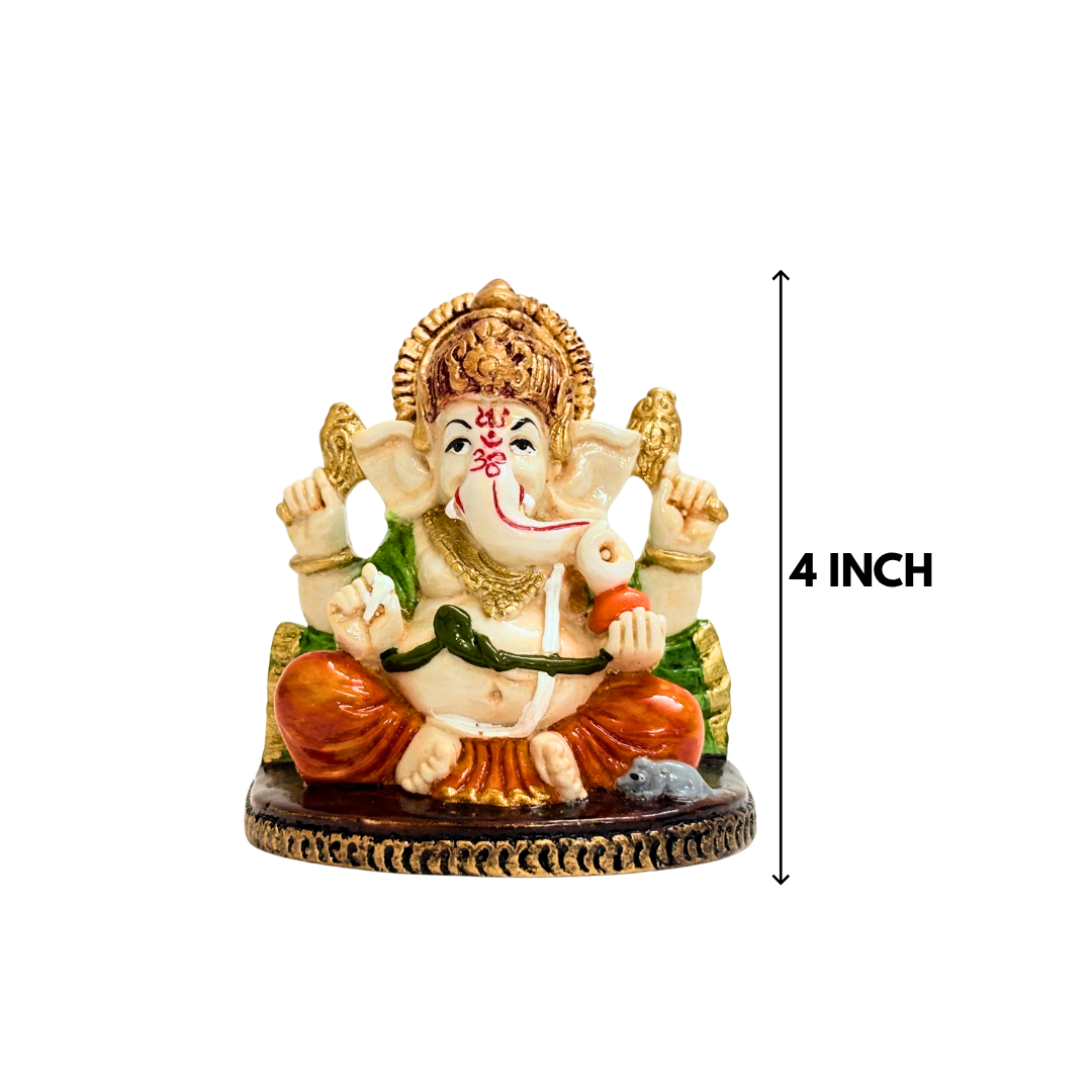 Multicolor Ganesh Idol 4 Inch Decorative Spiritual Statue for Home - Image 2