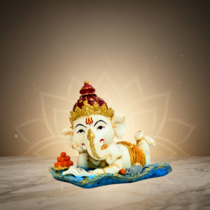 White & Blue Baby Ganesh Idol Statue for Home Decor 5 Inch