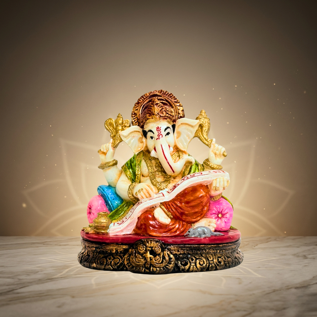 Multicolor Ganesh Idol Statue for Home Decor & Pooja 6 Inch