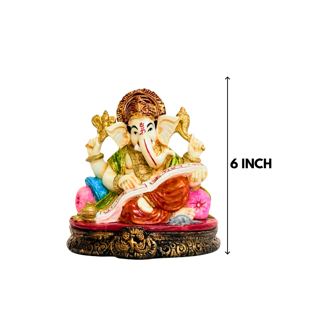Multicolor Ganesh Idol Statue for Home Decor & Pooja 6 Inch - Image 2