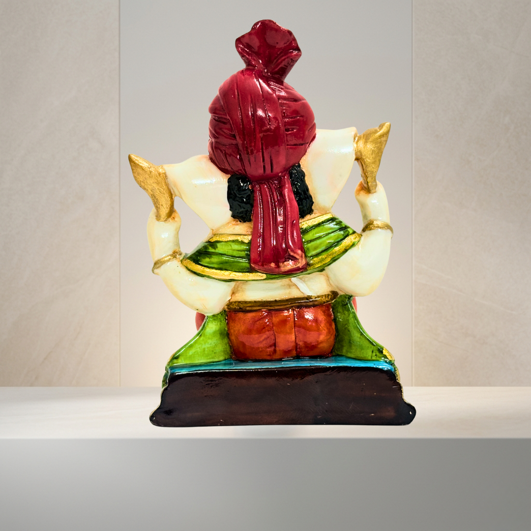 Red & White Ganesh Idol Statue for Home Decor & Pooja 6 Inch - Image 4