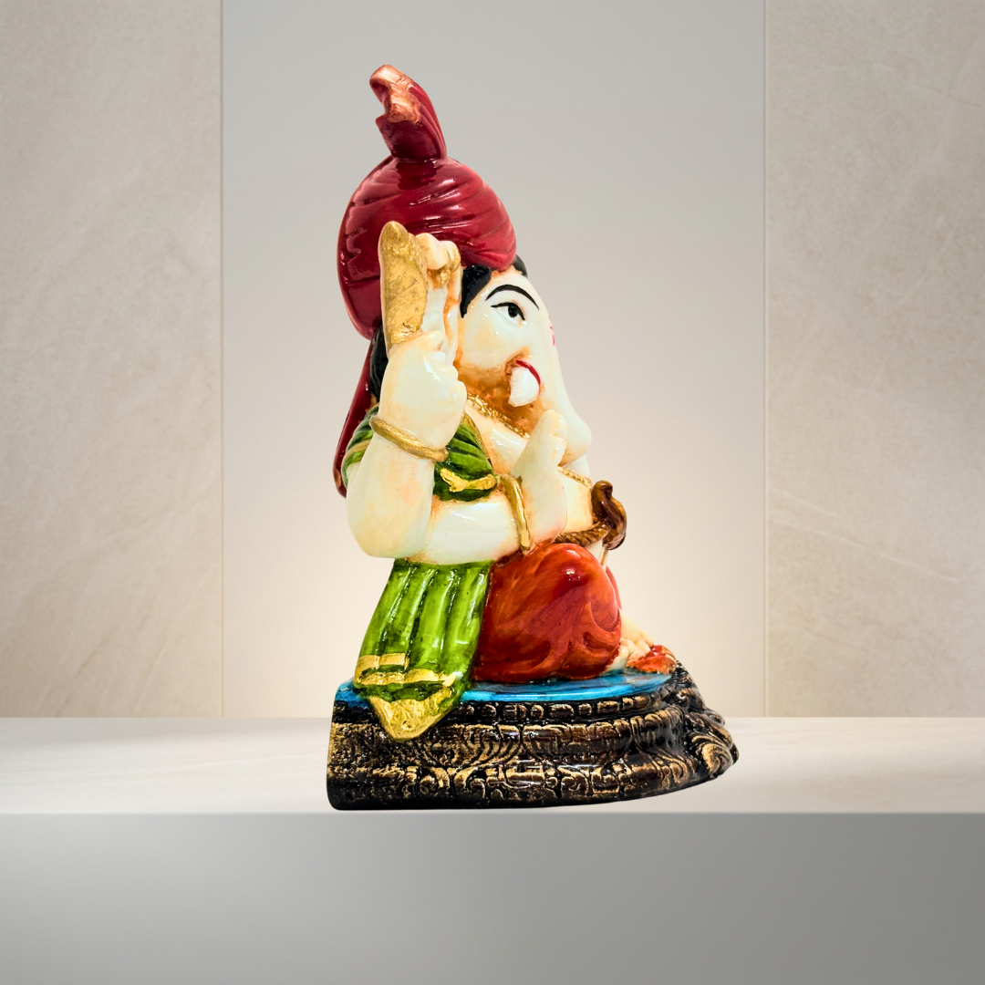 Red & White Ganesh Idol Statue for Home Decor & Pooja 6 Inch - Image 3